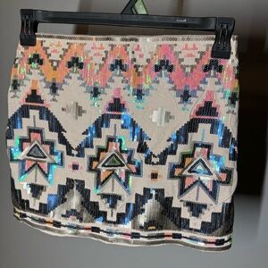 Express Multicolor Sequin Pencil Skirt